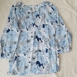 Violet + Claire Blue and White Blouse